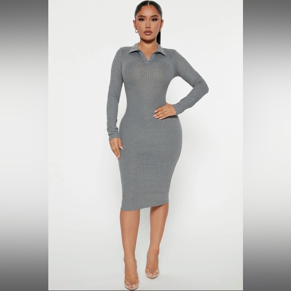 FashionNova “Catrina Collared MIDI Dress” Size S